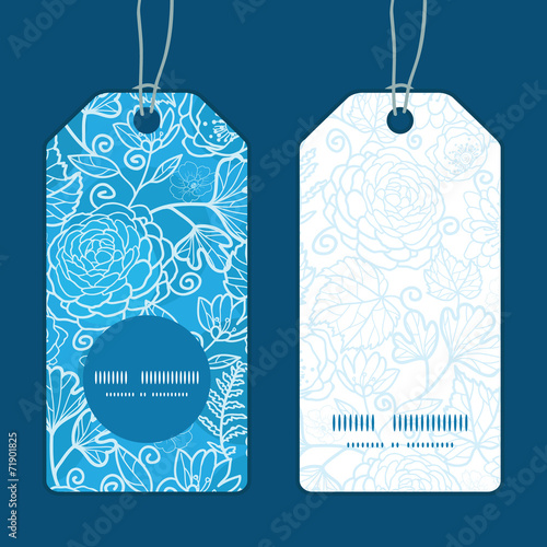 Vector blue field floral texture vertical round frame pattern