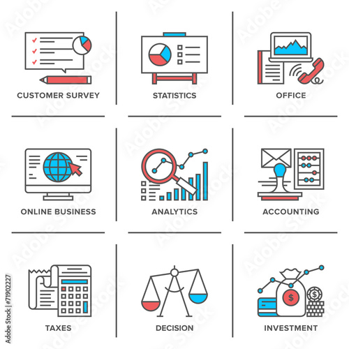 Business and finance routine line icons set