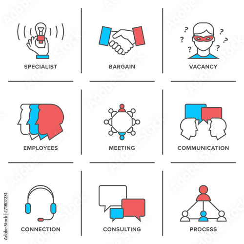 Business management line icons set