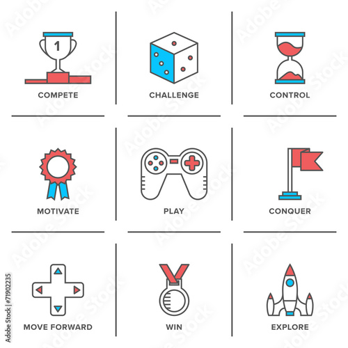Competitive advantage line icons set