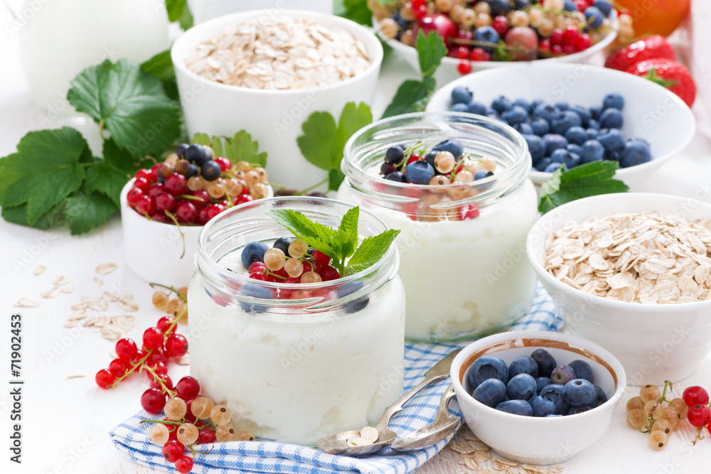 yogurt with berries and products for healthy breakfast yogurt with berries and products for healthy breakfast
