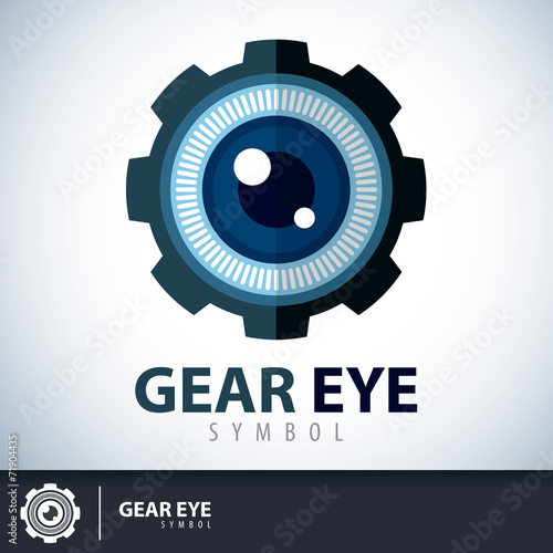 Gear eye symbol icon