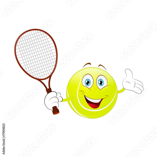 Cartoon tennis ball holding