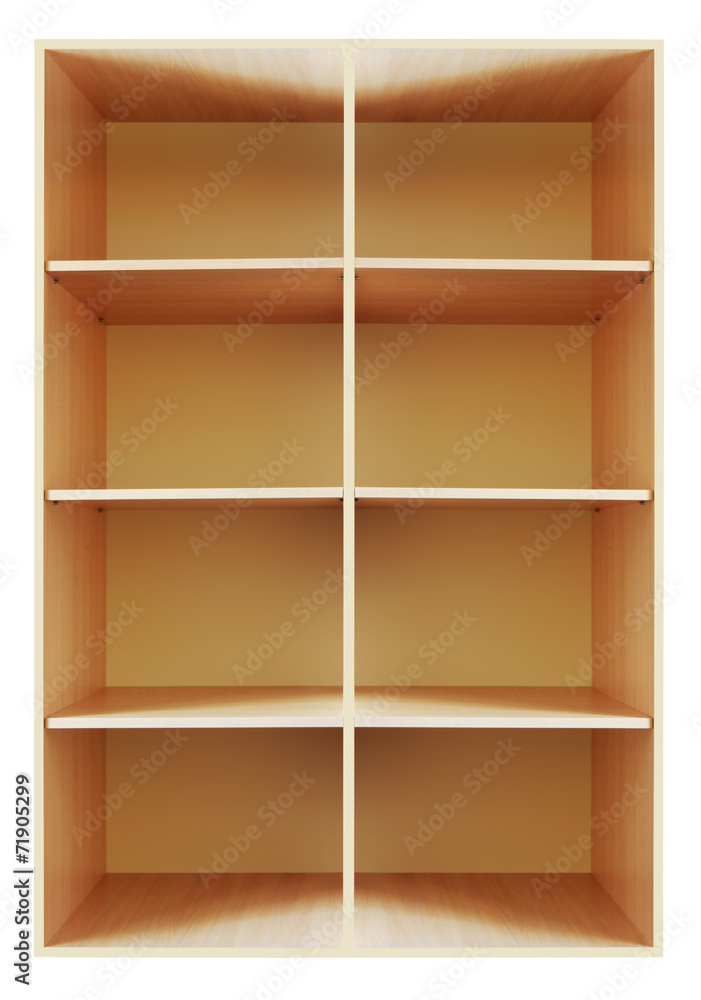 Blank wooden bookshelf Blank wooden bookshelf
