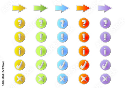 A set of icons in various colors
