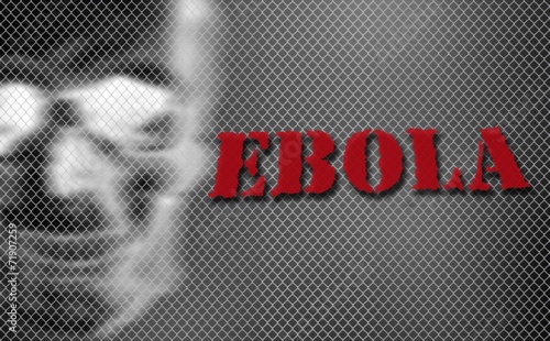 red word EBOLA on black and white background
