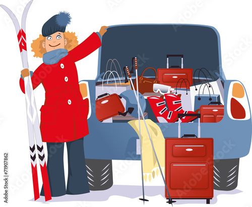 Woman shopping for a ski trip