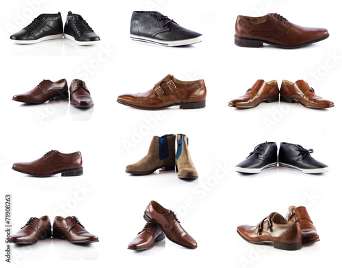 Male shoes collection. men shoes over white background