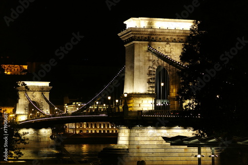 Canvas Print puente iluminado en budapest