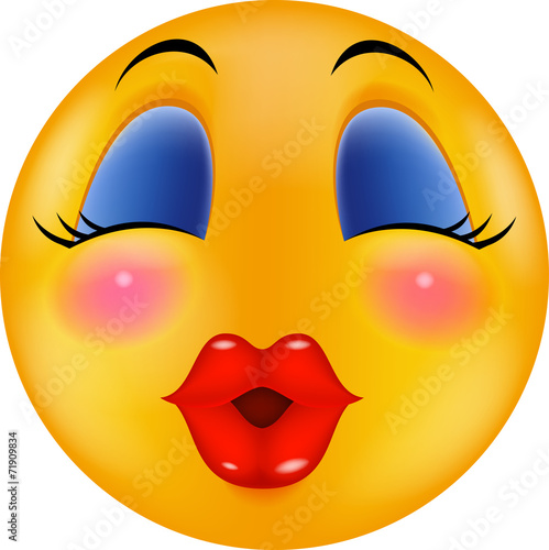 Sexy red lip round smiling face