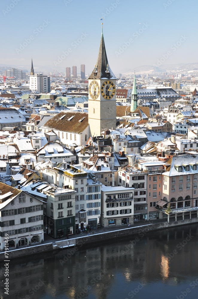 Winter view of Zurich