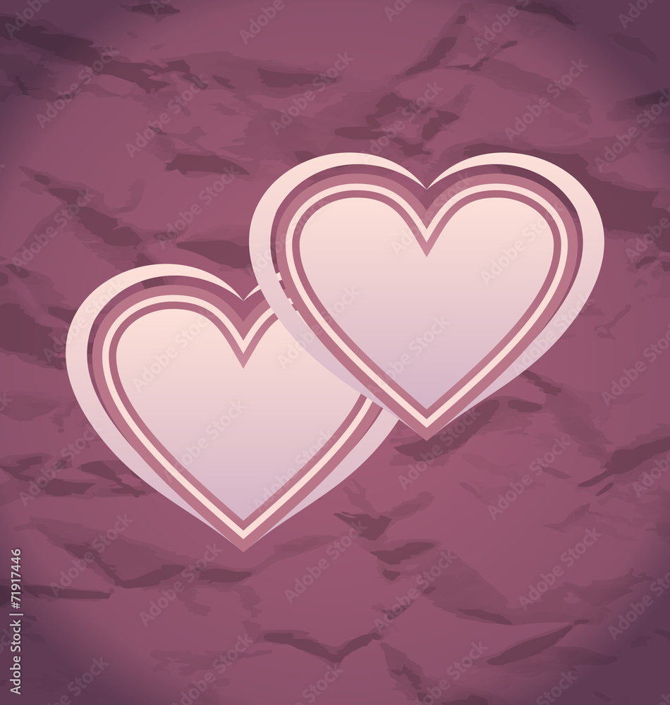 Valentine's Day vintage background with hearts