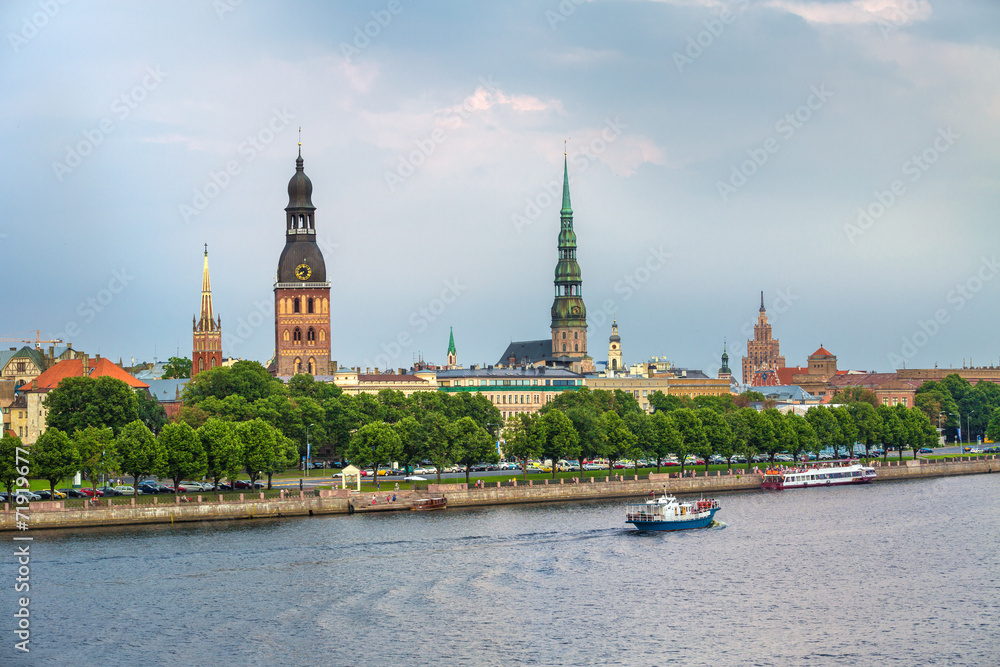Naklejka premium Panorama of the old center of Riga, Latvia