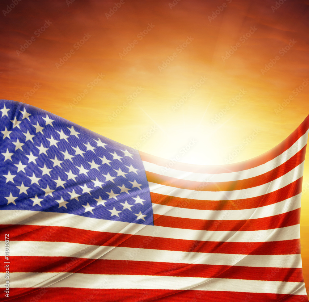 Obraz premium American flag and sky