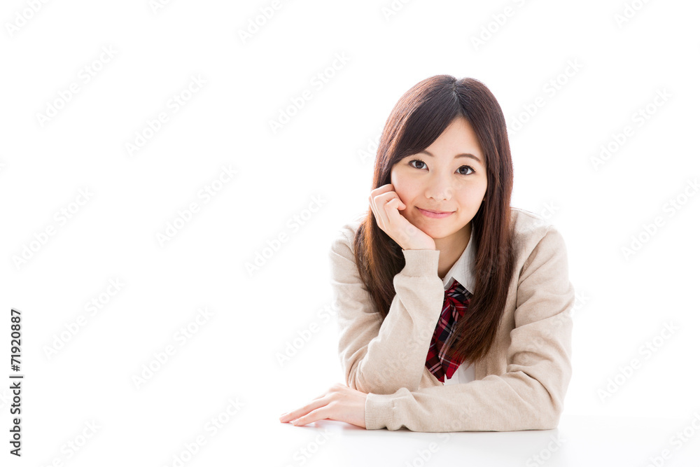 young asian woman relaxing on white background young asian woman relaxing on white background