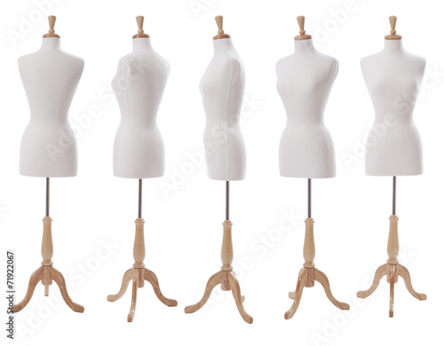 Dress form at various angles isolated on white
