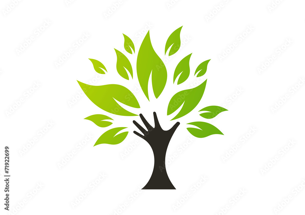 Obraz premium Hoping tree hands logo vector
