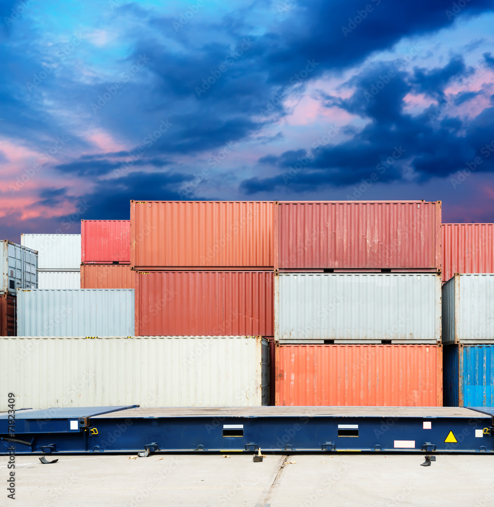 Fototapeta premium Stack of Cargo Containers at the docks