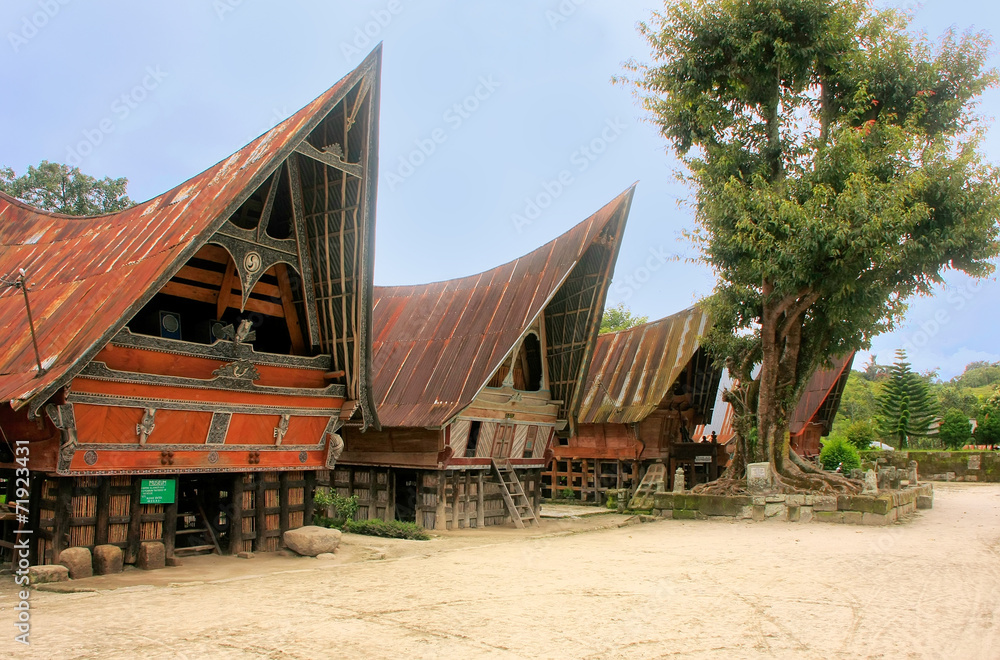 Traditional Batak houses on Samosir island, Sumatra, Indonesia