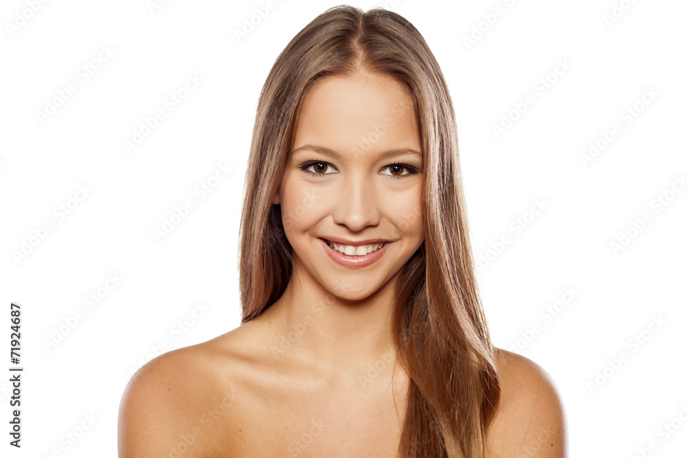 smiling woman with beautiful healthy face on white background smiling woman with beautiful healthy face on white background