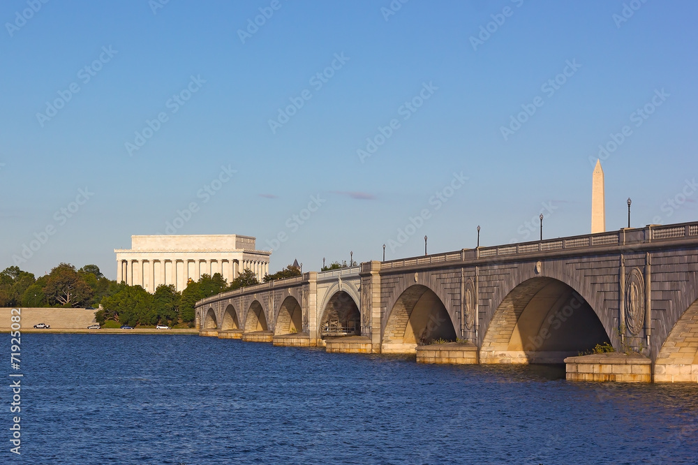 Arlington Memorial Bridge and Washington DC landmarks