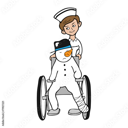 Nurse wheel chair snowman
