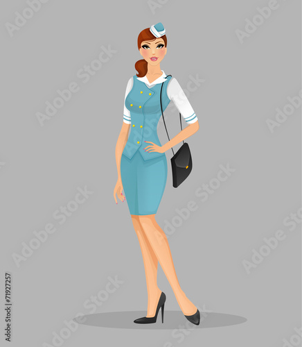 Girl in stewardess uniform
