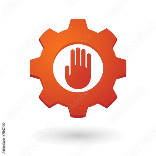 Gear icon with a hand