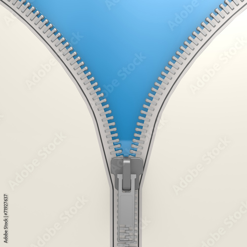 Isolated zipper with blue background