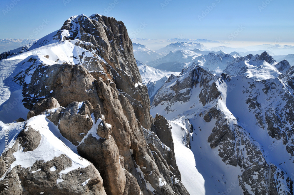 Winter ski resort in the Dolomites