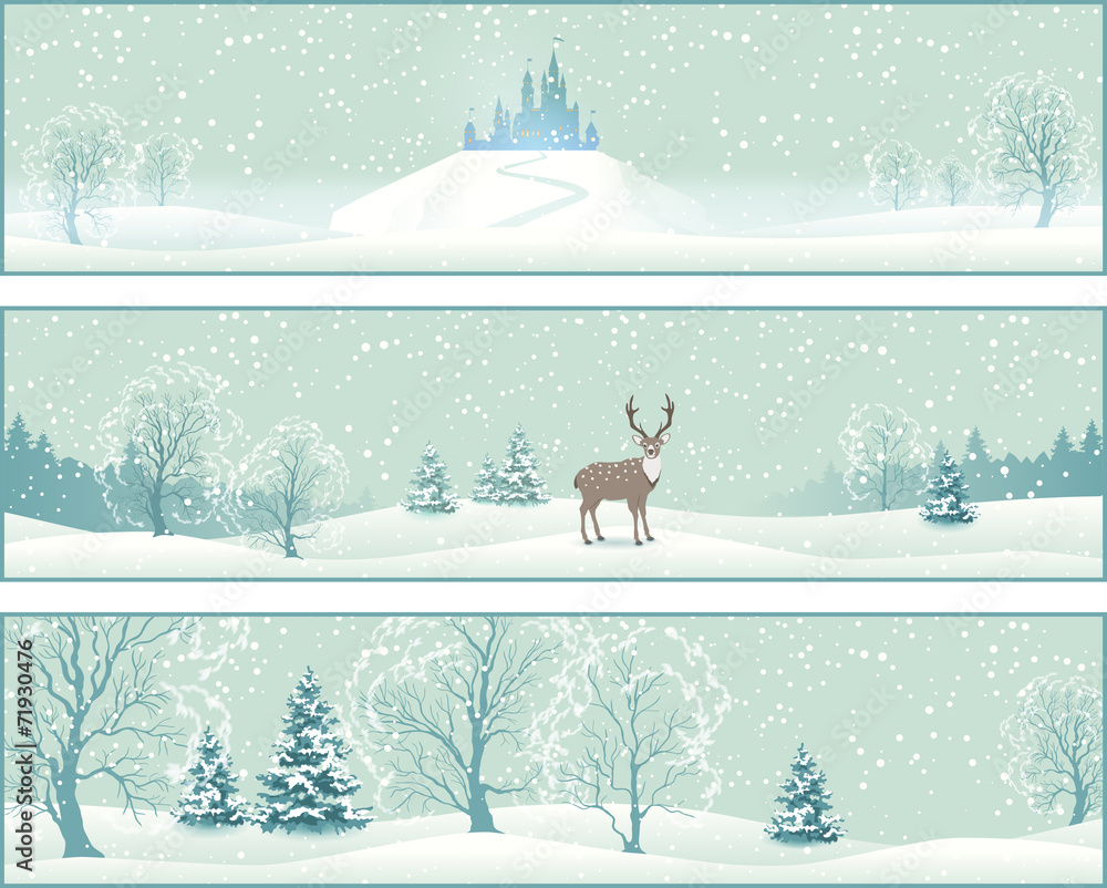 Winter Landscape Vector Banners Stock Vector | Adobe Stock