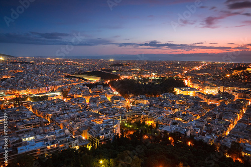 View of Athens from Lycabettus hill, Greece.