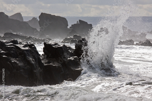 Fototapeta Naklejka Na Ścianę i Meble -  Crashing wave on a stormy day UK