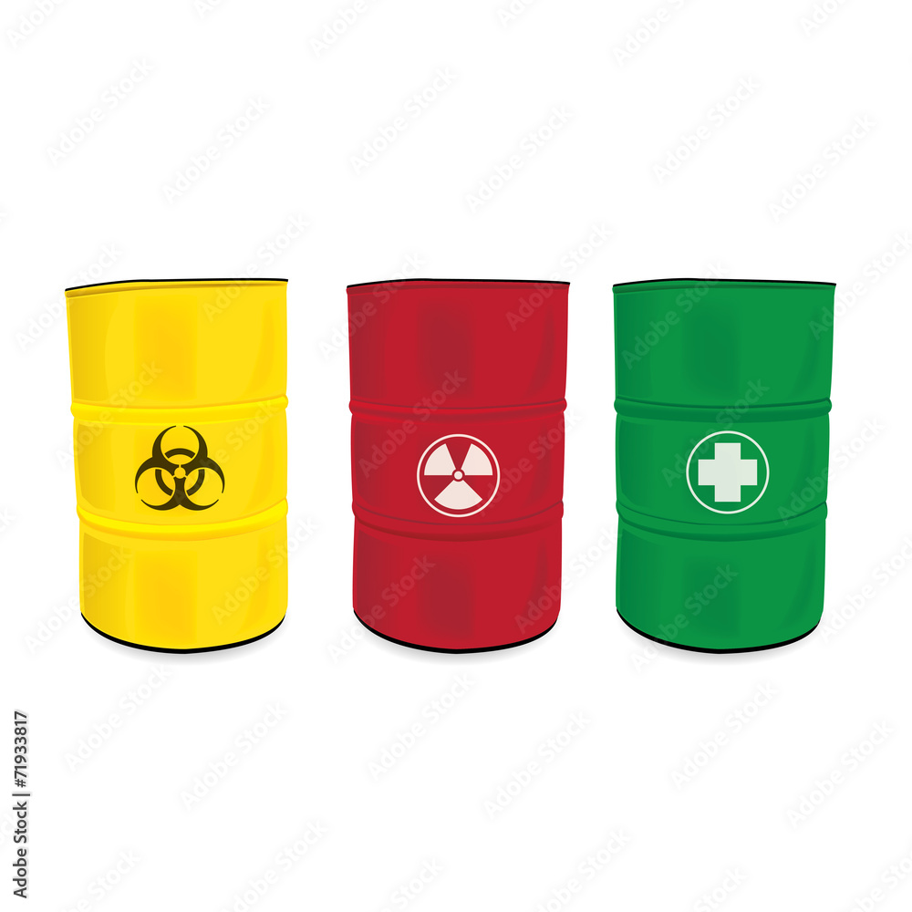 colorfu barrel with a radioactive warning label colorfu barrel with a radioactive warning label