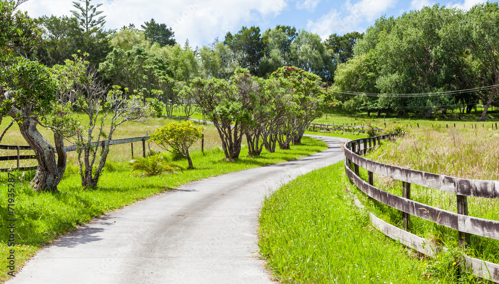 A less-traveled road winds through the farmland. A less-traveled road winds through the farmland.