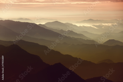 A view of a morning sunrise over Kathmandu, Nepal.
