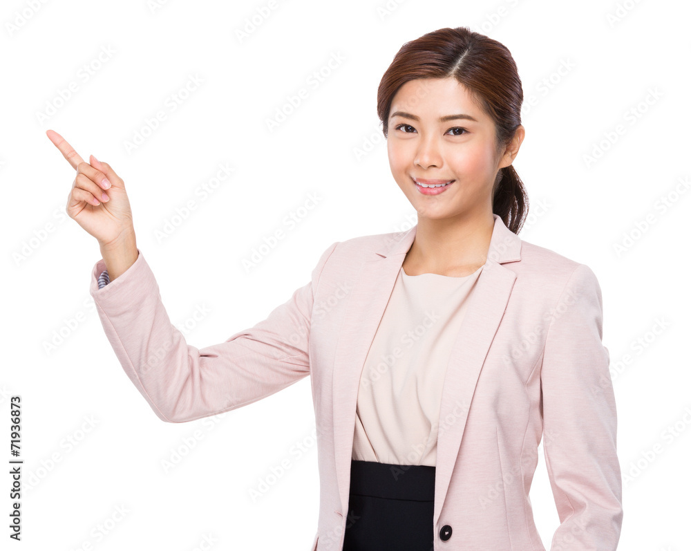Asian businesswoman with finger point up Asian businesswoman with finger point up