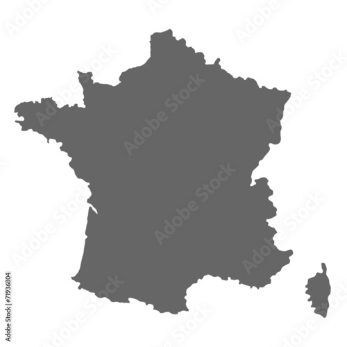 Frankreich Karte  grau 