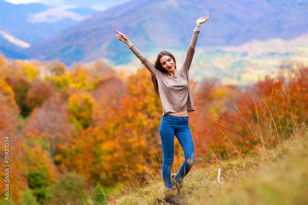 Young pretty woman at the autumn park Young pretty woman at the autumn park