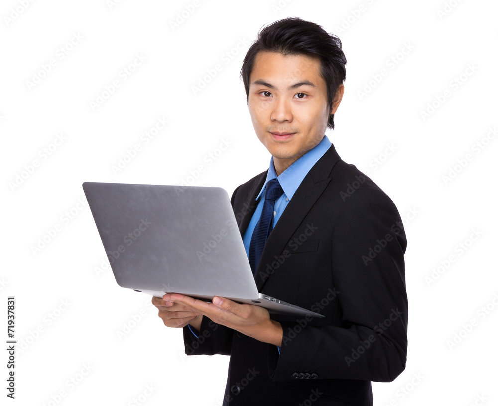 Businessman use of portable computer Businessman use of portable computer