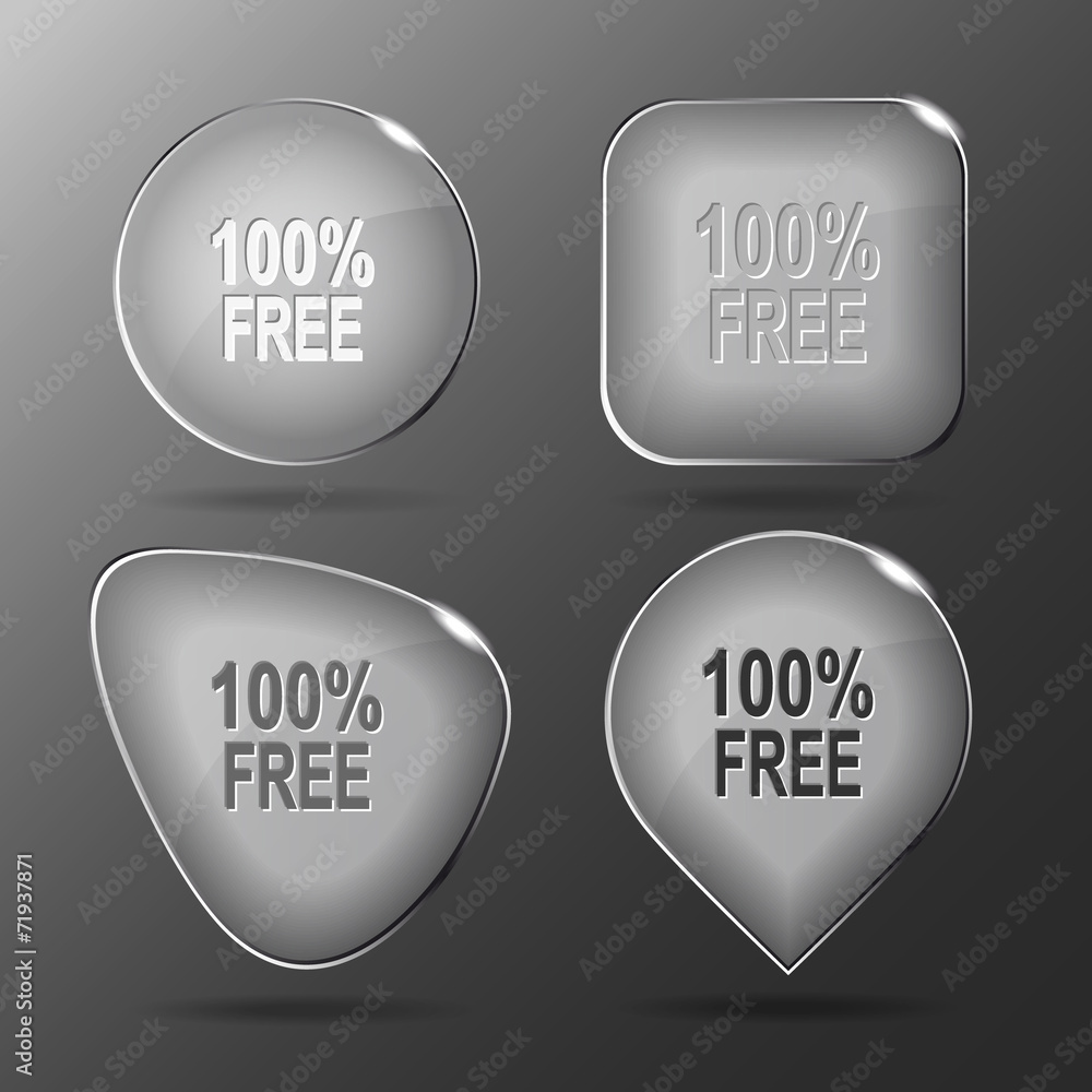100% free. Glass buttons. Vector illustration. 100% free. Glass buttons. Vector illustration.