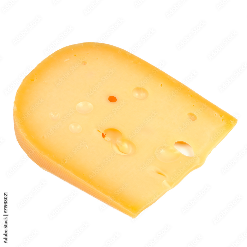 Chunk of Swiss Cheese Isolated on White Background Chunk of Swiss Cheese Isolated on White Background