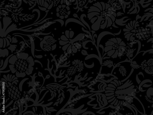 Abstract dark seamless floral pattern