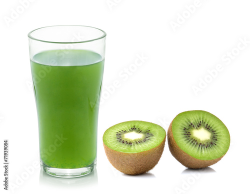 Kiwi fruit juice isolated on white background