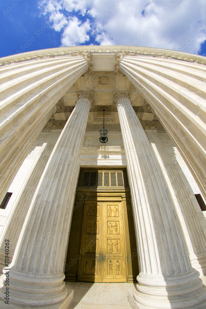 Supreme courthouse in Washington, close up.
