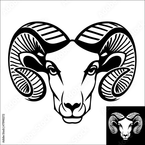 Ram head logo or icon. Inversion version included. photo