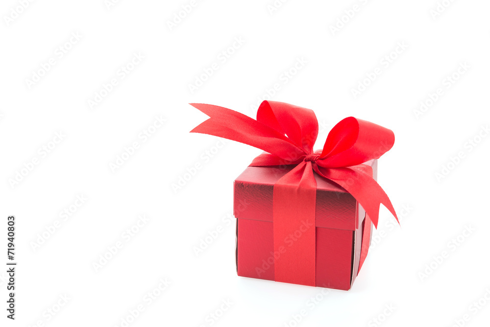 Red gift box isolated on white background Red gift box isolated on white background
