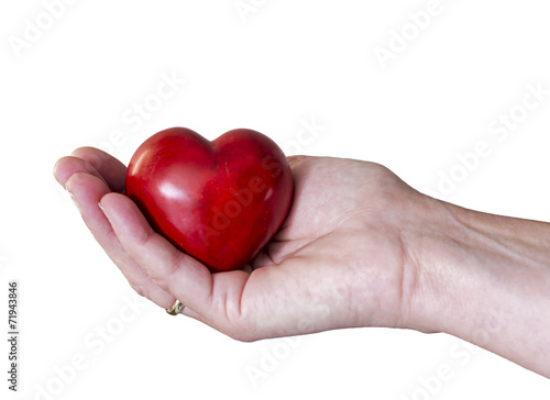 female hand with red heart