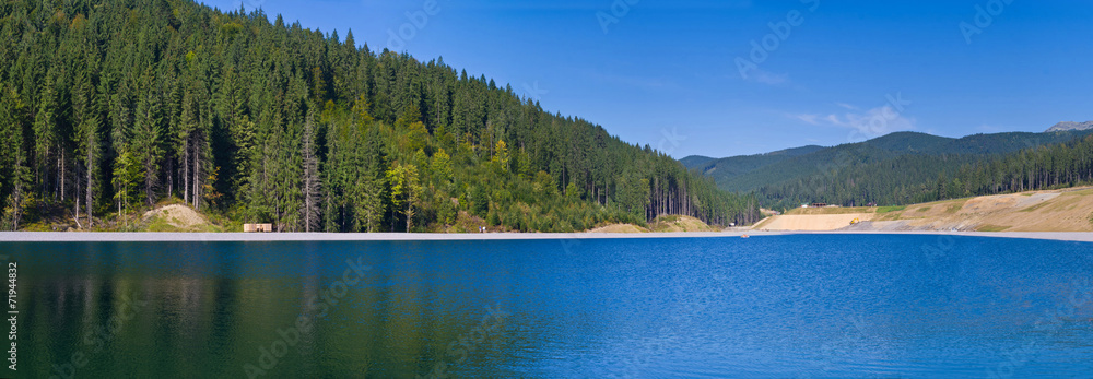 Blue lake in the highlands. Ukrainian Carpathians