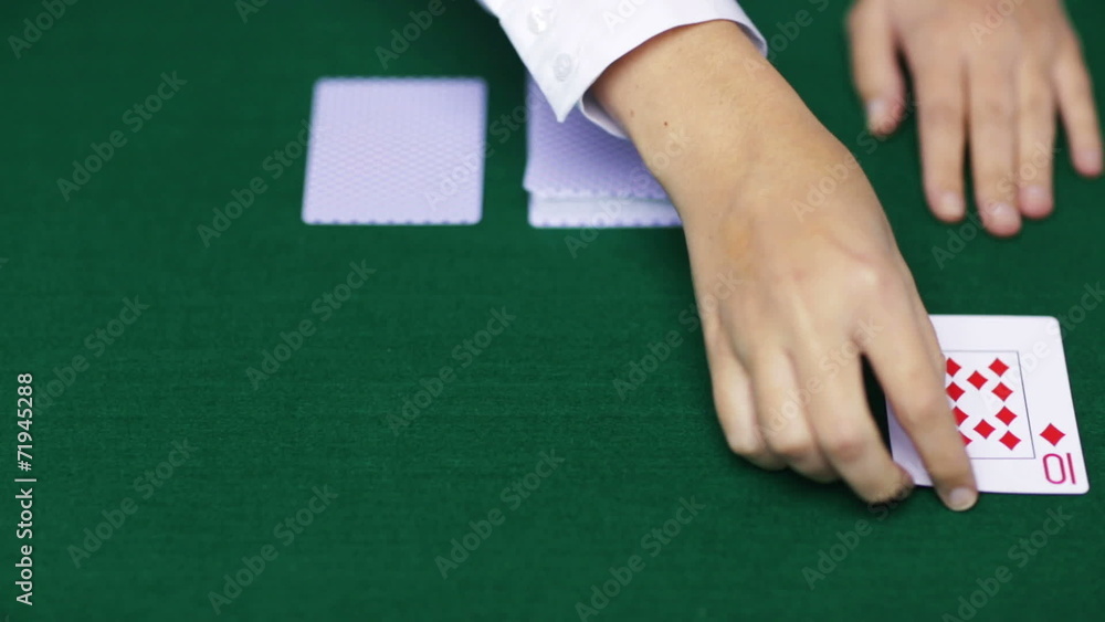 holdem dealer with playing cards holdem dealer with playing cards